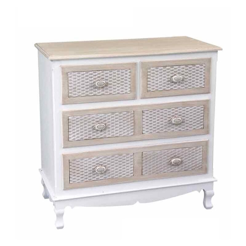 foto del prodotto charm mobiletto a 6 cassetti 80 x 40 x 80 cm colore bianco e crema
