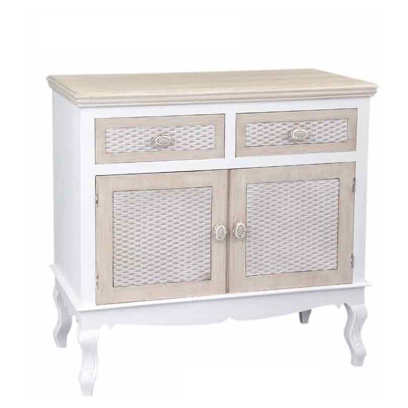 foto del prodotto charm mobiletto con 2 ante e 2 cassetti 86x40x87 cm colore bianco e crema