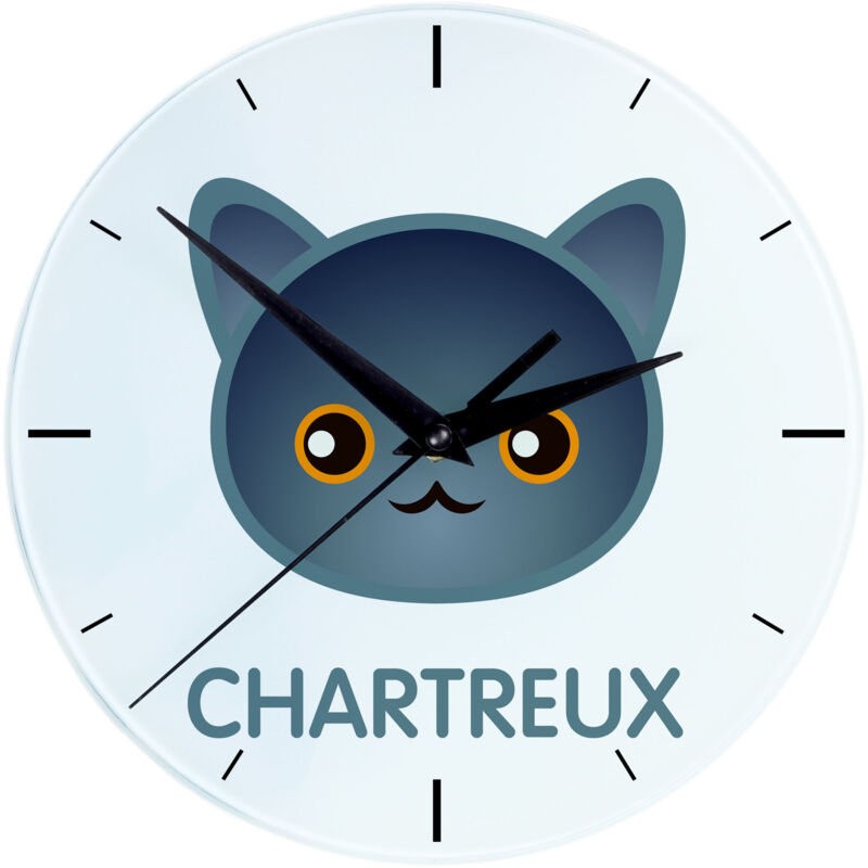 foto del prodotto chartreux orologio in mdf con grafica e scritta di art dog