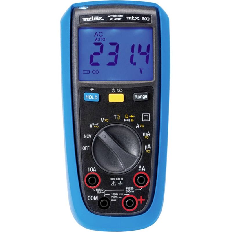 foto del prodotto chauvin arnoux metrix mtx 203 multimetro portatile digitale protetto contro spruzzi d acqua ip54 cat iii 600 v display counts 600