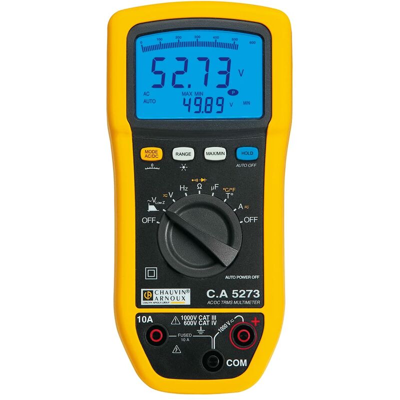 foto del prodotto chauvin arnoux multimetro portatile digitale c.a 5273 protetto contro spruzzi d acqua ip54 cat iii 1000 v cat iv 60