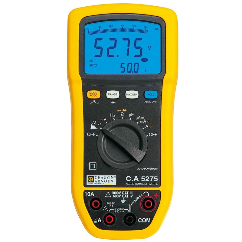 foto del prodotto chauvin arnoux multimetro portatile digitale c.a 5275 protetto contro spruzzi d acqua ip54 cat iii 1000 v cat iv 60