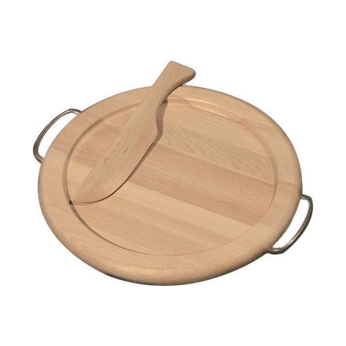 foto del prodotto checco tagliere legno tondo con coltello incav cm 35