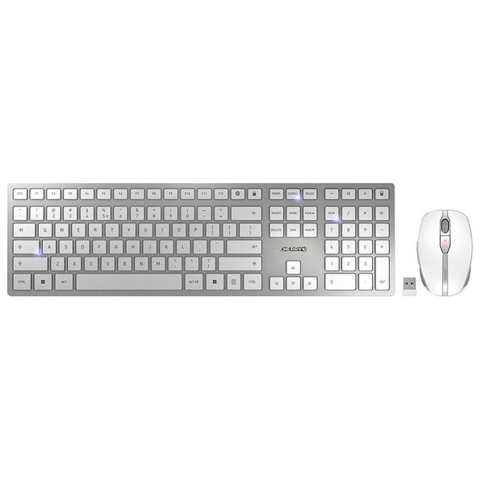 foto del prodotto cherry dw 9100 slim tastiera mouse incluso rf senza fili bluetooth qwerty inglese us argento