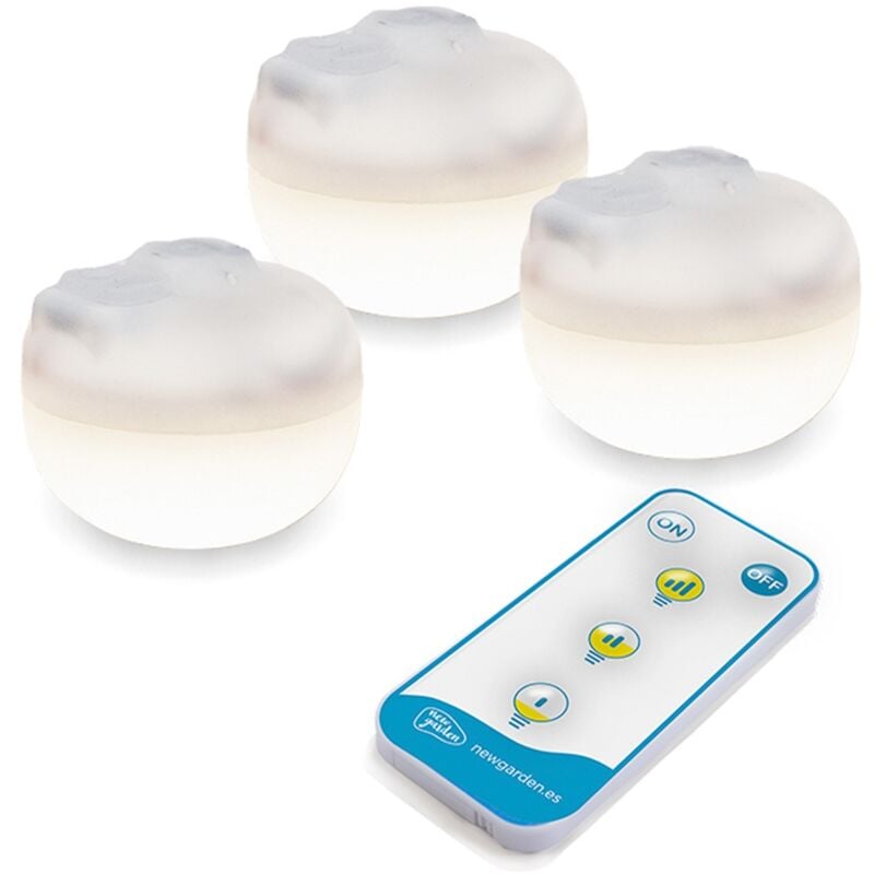 foto del prodotto cherry mini pack 3 lampade led con batteria ricaricabile e telecomando. 350 lumen di luce calda