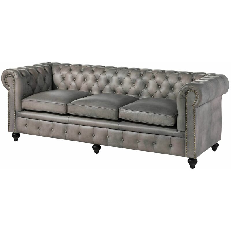 foto del prodotto chesterfield 203 divano 3 posti vera pelle grigio 216x82x75