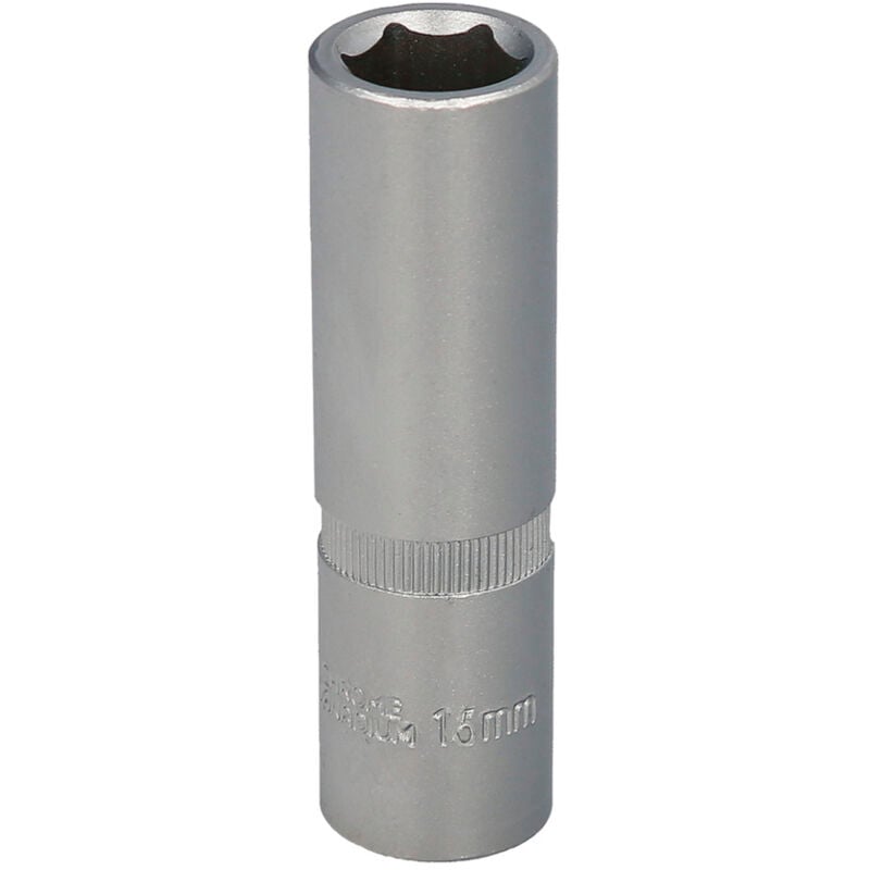 foto del prodotto chiave a bussola 1 2' esagonale lunga 15 mm. profilo di 6 lati. acciaio al cromo vanadio, bordi arrotondati.