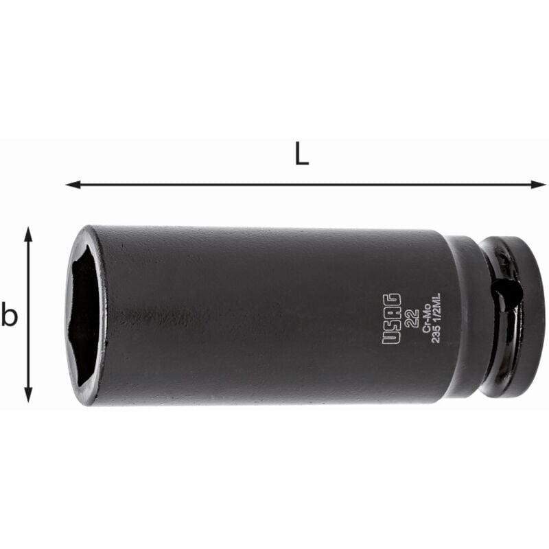foto del prodotto chiave a bussola bussolotto lunga rinforzata nero professionale usag 235 1 2 ml
