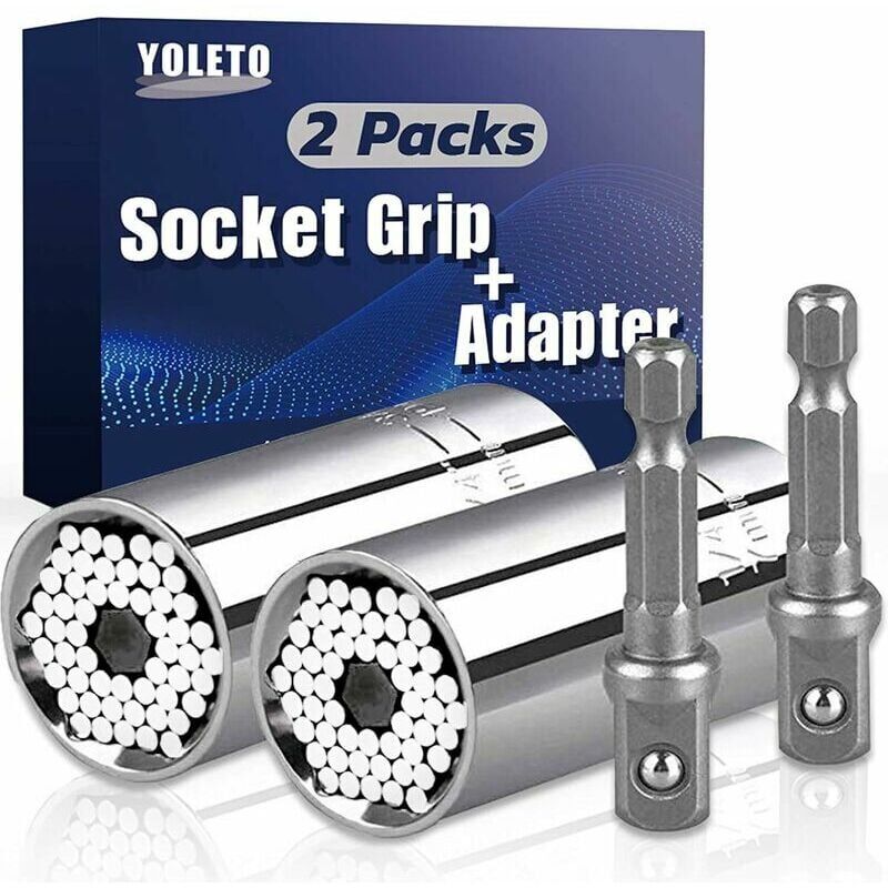 foto del prodotto chiave a bussola universale yoleto 2 pezzi regalo per pap uomini, chiave a cricchetto multifunzione da 7 19 mm con adattatore per bussola