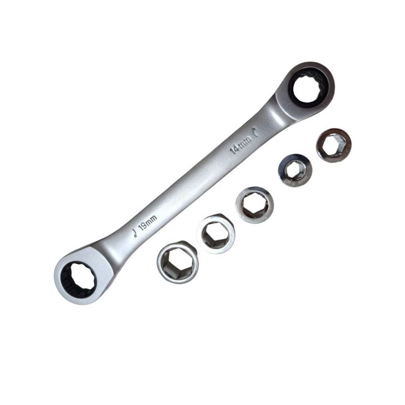 foto del prodotto chiave a cricchetto 6 in 1 torx doppia testa da 14mm a 19mm reversibile 324149