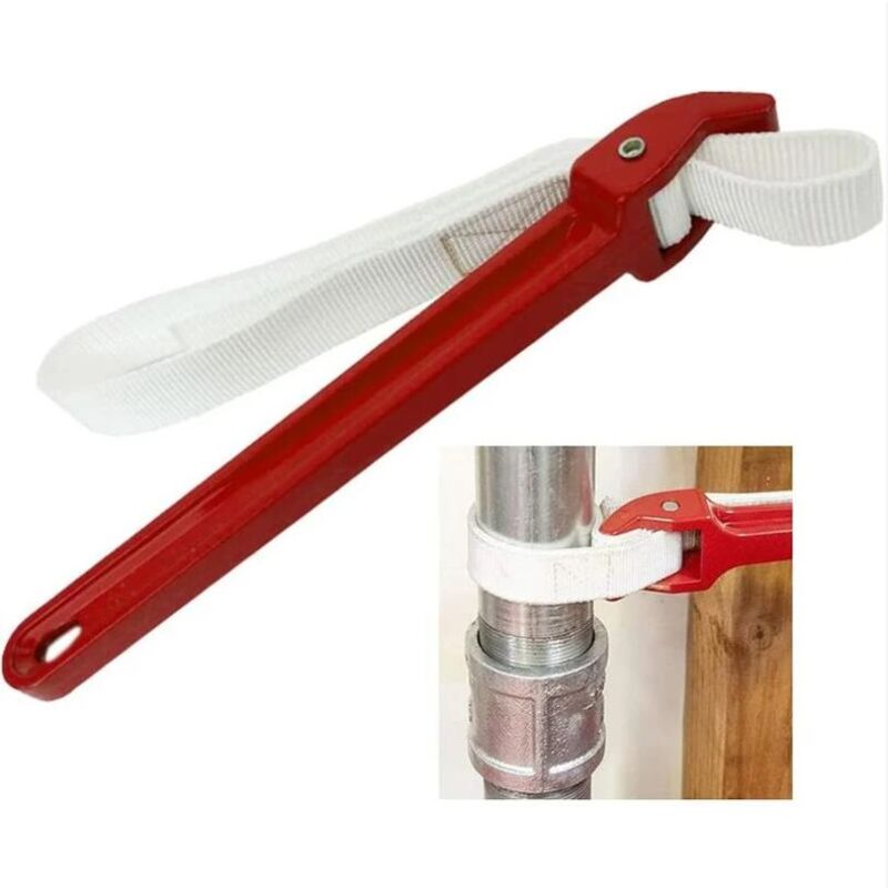 foto del prodotto chiave a nastro regolabile chiave a nastro universale per filtro olio 30 cm manico antiscivolo cinturino da polso da 85 cm durevole facile da usare