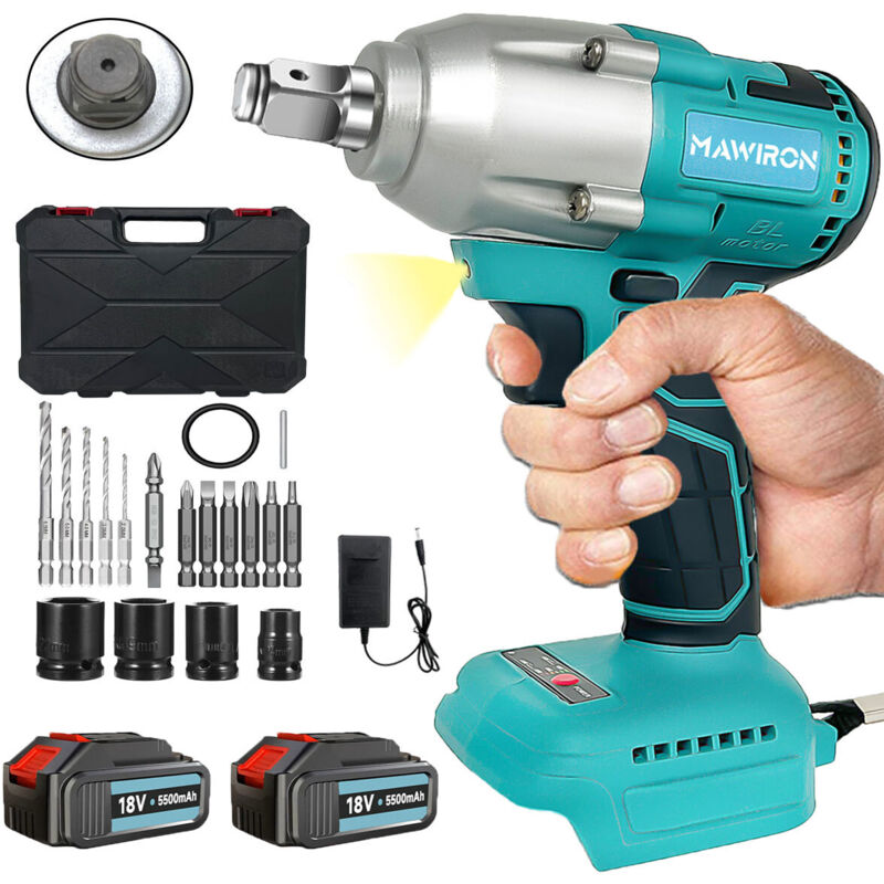foto del prodotto chiave a percussione, chiave a percussione wireless brushless, con driver 1 2 21v 320n. m coppia, 2 prese, 19mm 21mm, 1 batterie 3000mah,