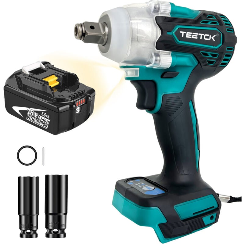 foto del prodotto chiave a percussione, chiave a percussione wireless brushless, con driver 1 2 21v 320n. m coppia, 2 prese, 19mm 21mm, 1 batterie 5500mah senza