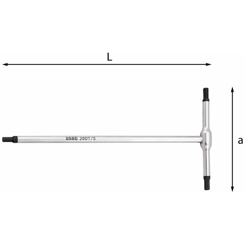 foto del prodotto chiave a t con maschio esagonale 280 t 4 mm