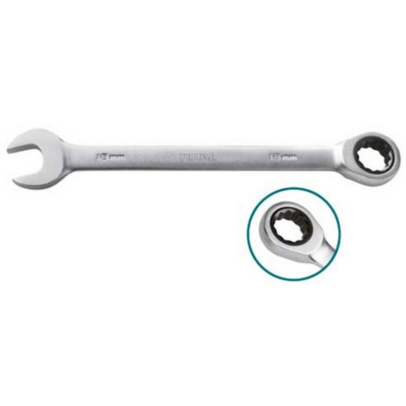 foto del prodotto chiave combinata a cricchetto stella e fissa 22mm cr v acciaio total