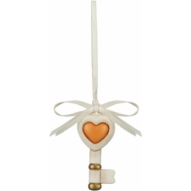 foto del prodotto chiave con cuore da appendere bomboniera, regalo di coppia ceramica 3 x 6 cm thun