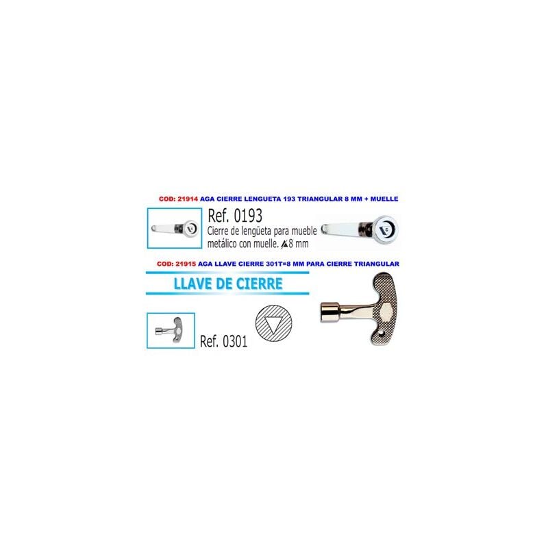 foto del prodotto chiave di chiusura 301t8 mm per banchi con chiusura triangolare