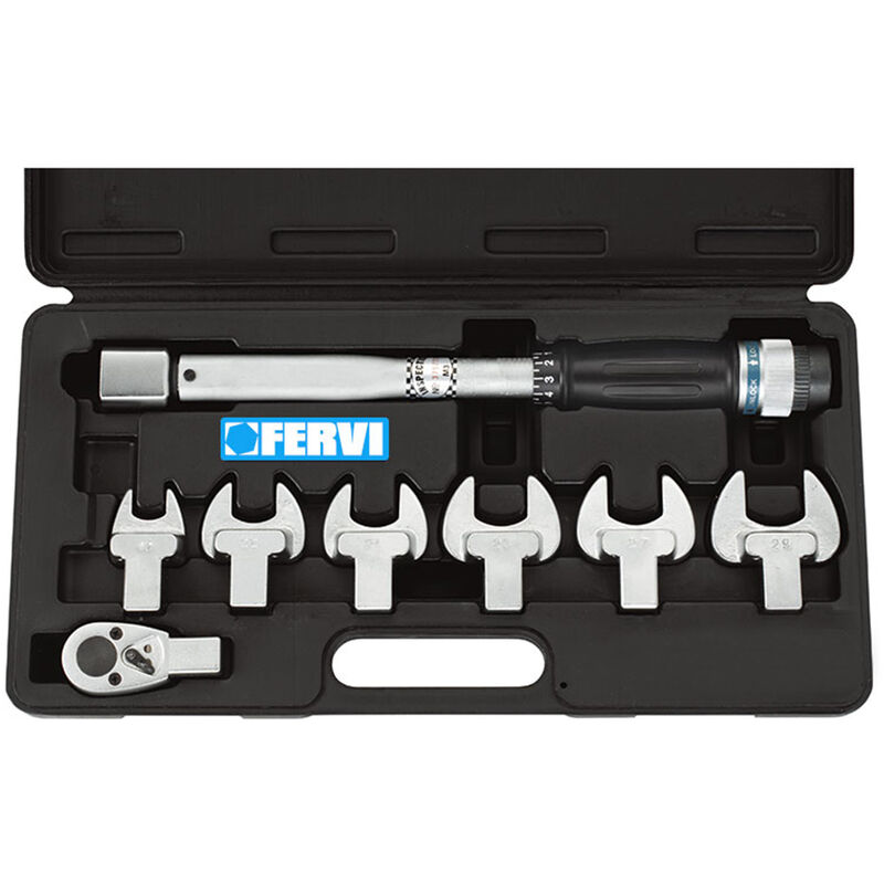 foto del prodotto chiave dinamometrica professionale 15 80 nm in kit 8 pz fervi art. 0803 s080