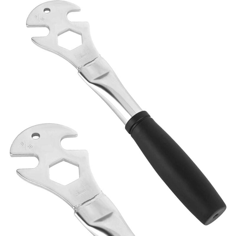 foto del prodotto chiave per pedali da bicicletta da 15 mm 24 mm, chiave conica da 9 16 , con impugnatura extra lunga per pedali con asse anteriore e posteriore.