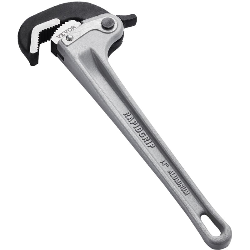 foto del prodotto chiave per tubi, diritta in alluminio 355 mm, regolazione automatica delle ganasce, chiave idraulica regolabile, maniglia ergonomica, design appeso,