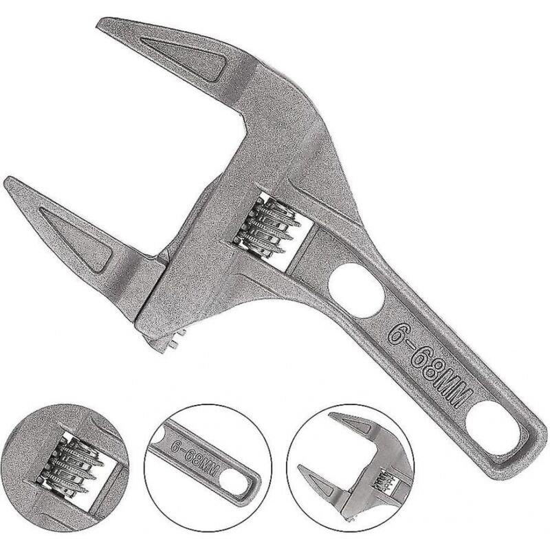 foto del prodotto chiave regolabile, 6 68 mm, apertura grande, ganascia larga, lega di alluminio, chiave regolabile ultra sottile, chiave per rubinetto, idraulica,