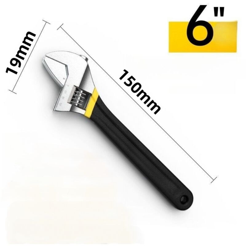 foto del prodotto chiave regolabile da 2 pezzi 19 x 150 mm chiavi in acciaio al carbonio da 45, resistenti alla ruggine, resistenti all usura, antiscivolo scala incisa