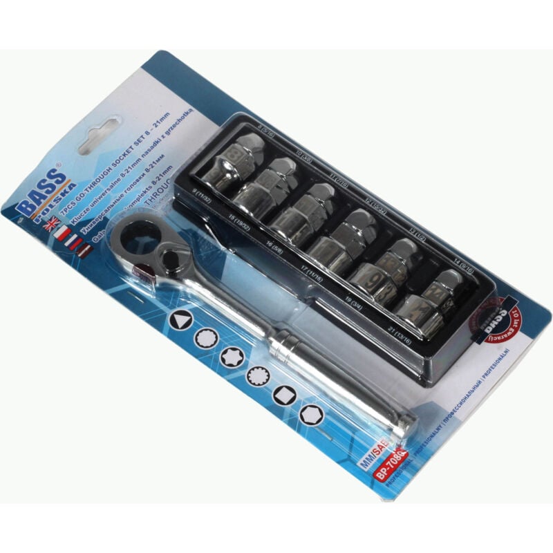 foto del prodotto chiave universale con bussole a cricchetto da 8 21mm