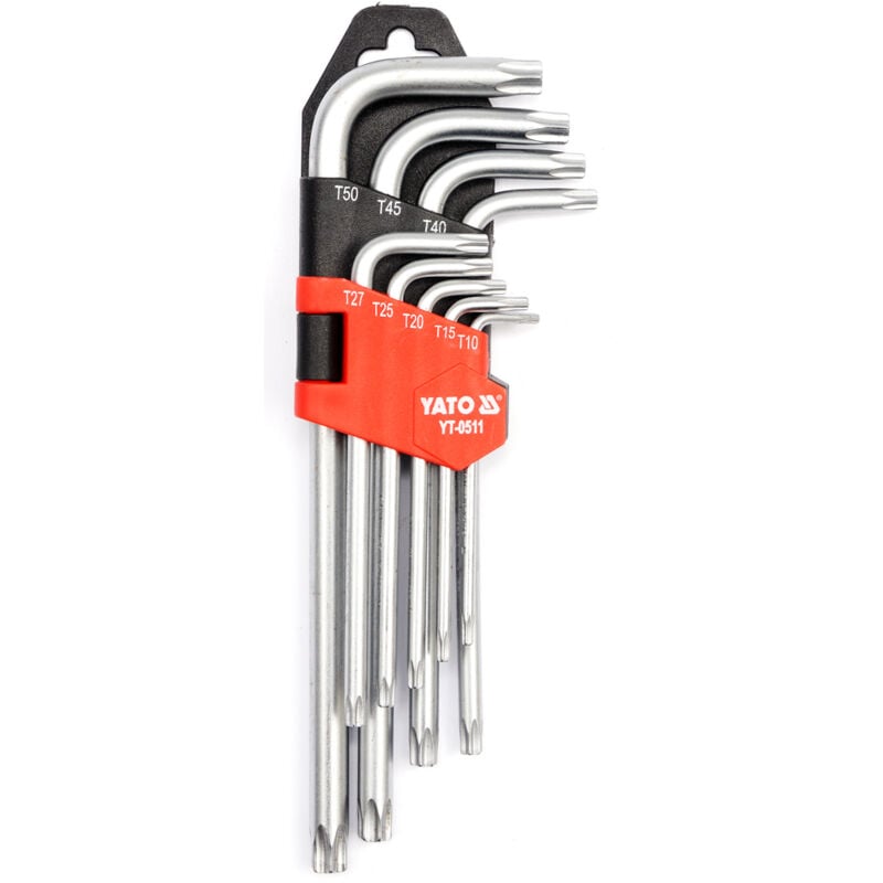 foto del prodotto chiavi a brugola torx t10 t50, 9 pezzi yt 0511 yato
