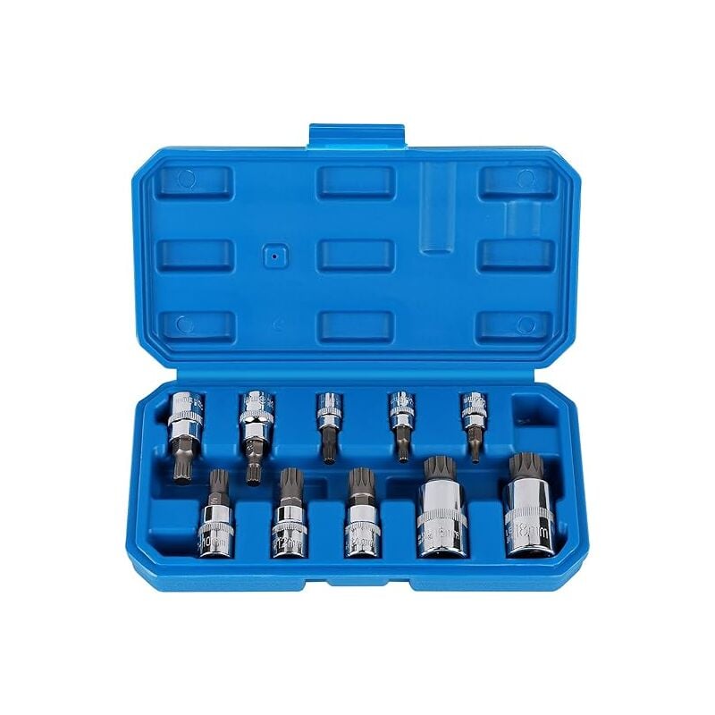 immagine 0 del prodotto chiavi a bussola bussola torx maschio 1 2 , 1 4 , 3 8 , punta torx 12 piani m4 m5 m6 m8 m9 m10 m12 m14 m16 m18, bussola a brugola con scatola, 10