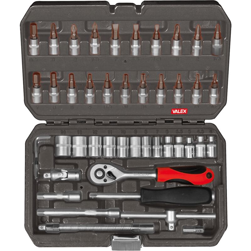 foto del prodotto chiavi bussola superlock serie 45 pezzi crv in valigetta 1461785 valex