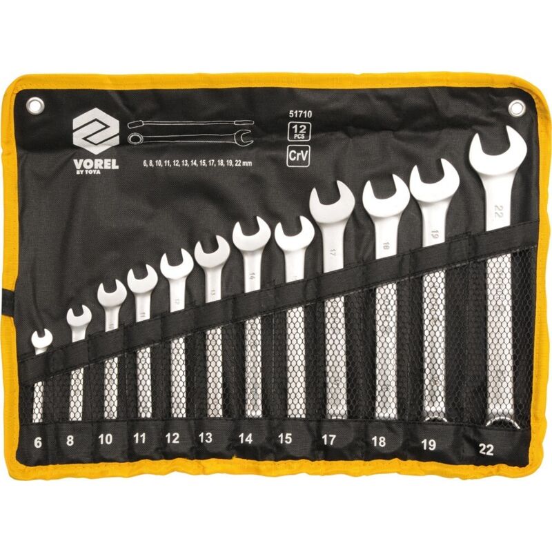 foto del prodotto chiavi combinate 6 22 mm, cv, set da 12, satinate, astuccio 51710 vorel