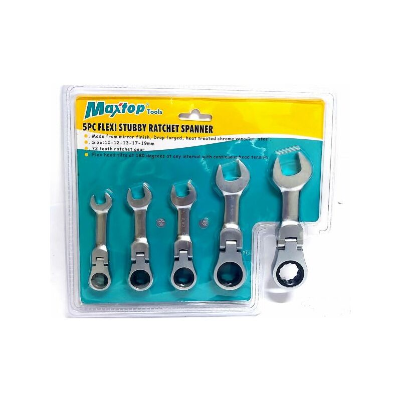 foto del prodotto chiavi combinate a cricchetto nane set da 5 pz 10 12 13 17 e 19mm art. 04384