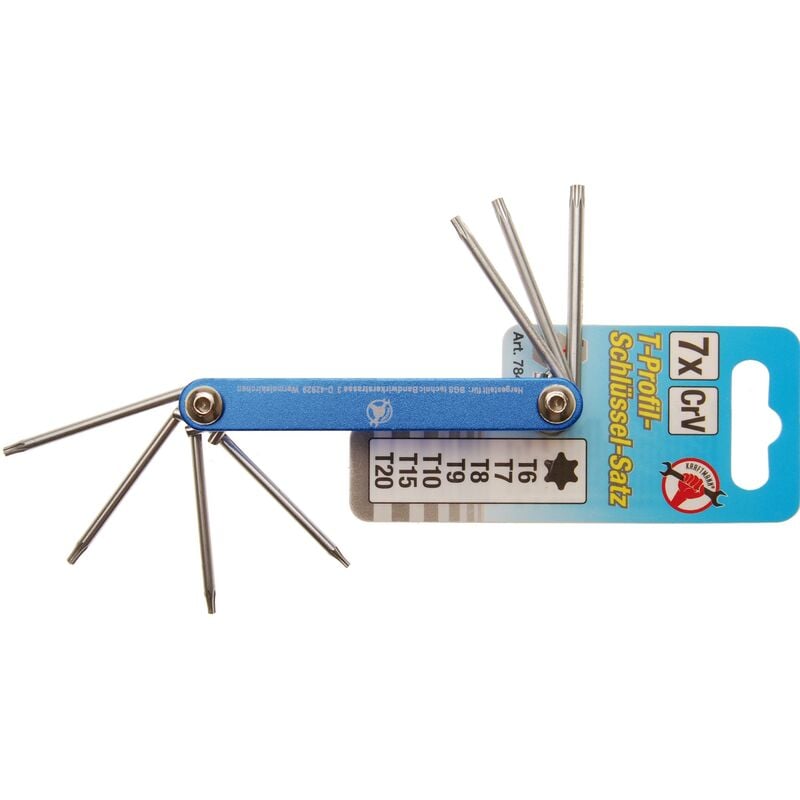 foto del prodotto chiavi maschio profilo a t per torx t6 t20 7 pz.