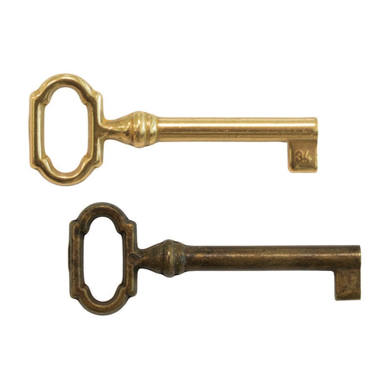 foto del prodotto chiavi per mobili mod.33727 in ottone mm.27x61 lunghezza gambo mm.34 ottone lucido