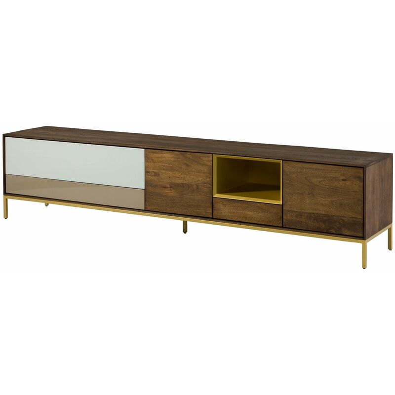 foto del prodotto chicago 103 mobile tv in legno di mango oliato marrone 240x45x55