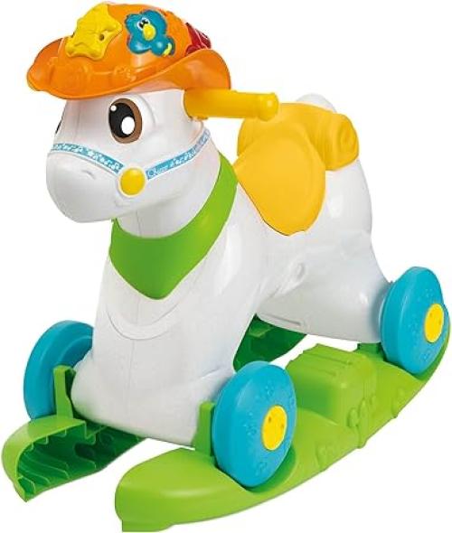 foto del prodotto chicco baby rodeo, gioco cavalcabile, dondolo bambini, 3 pulsanti interattivi, confezione in plastica riciclata, 1 3 a