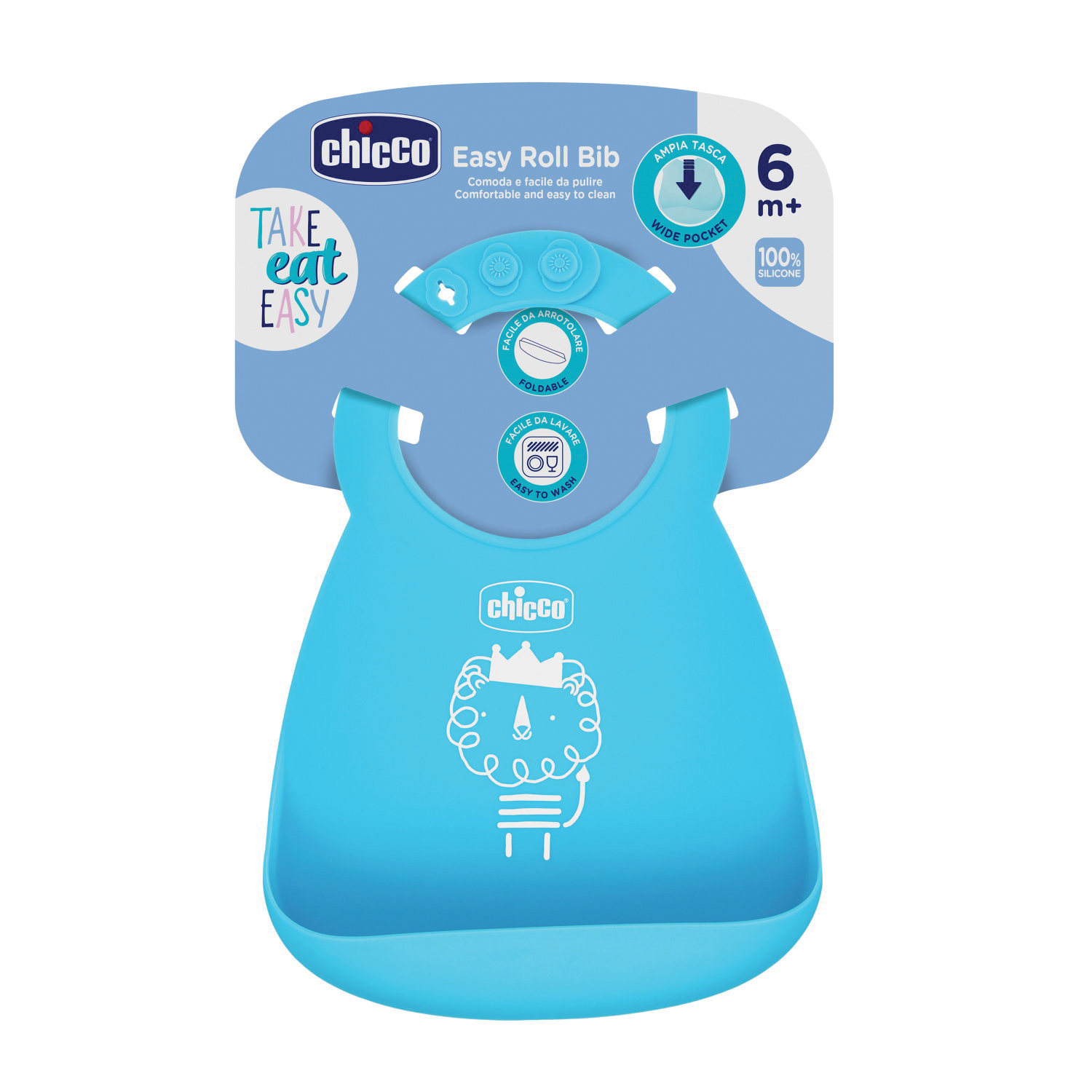 foto del prodotto chicco bavaglia silicone azzurro