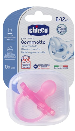 foto del prodotto chicco physio gommotto ciuccio rosa silicone 6 12 mesi