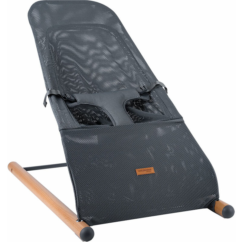 foto del prodotto childhome sedia a dondolo per bambini, sdraietta per bambini, altalena per bambini, rete in rete antracite, max. 9 kg, acciaio faggio, lxlxh