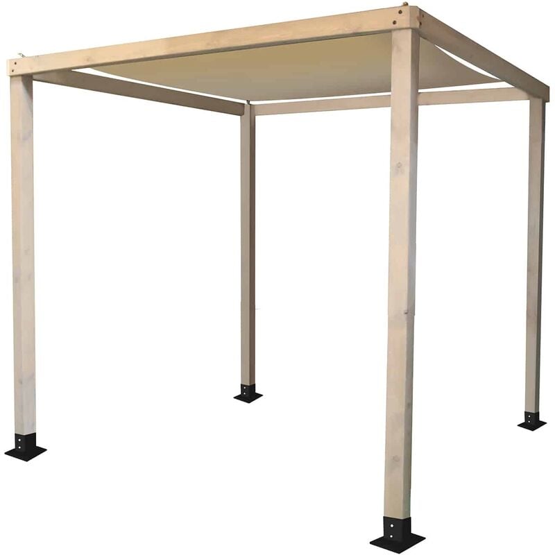 foto del prodotto chillvert pergola da giardino in legno trattato per esterni corinto con telo 255x255x225 cm bianco e beige