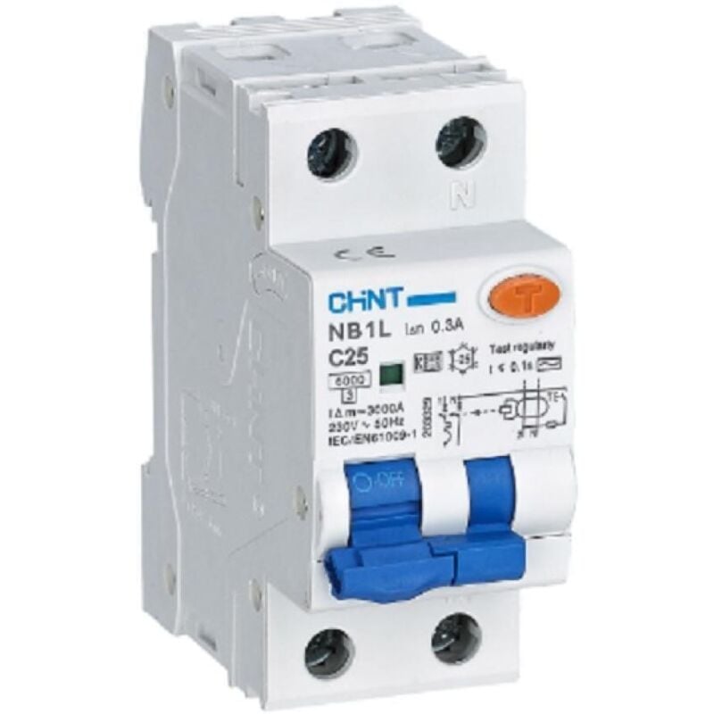 foto del prodotto chint interruttore magnetotermico differenziale 1p+n 16a 6ka 30ma aub1l 203295