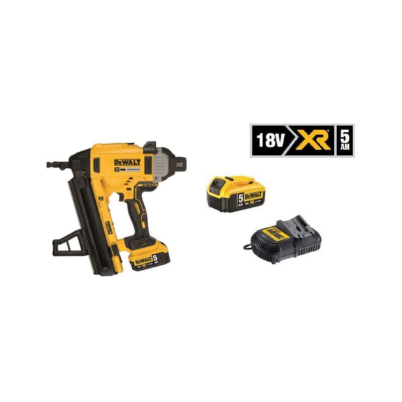 foto del prodotto chiodatrice a batteria xr 18v 5ah per calcestruzzo acciaio 2,6 chiodi da 20 mm dewalt dcn89015boites