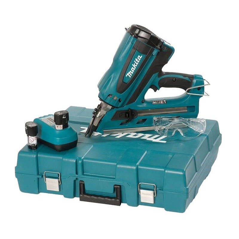 foto del prodotto chiodatrice autonoma a gas 7,2 v agli ioni di litio 1 ah makita 2 batterie, caricabatterie, valigetta gn900se