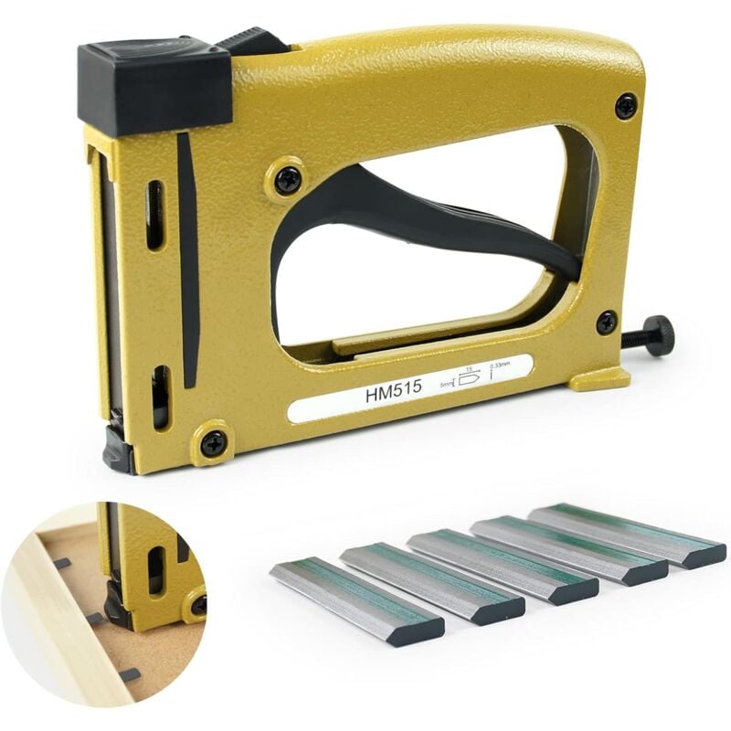 foto del prodotto chiodatrice manuale ej.life hm515 con 1000 chiodi per il fissaggio dei pezzi posteriori delle cornici, chiodatrice flessibile, pistola sparachiodi,