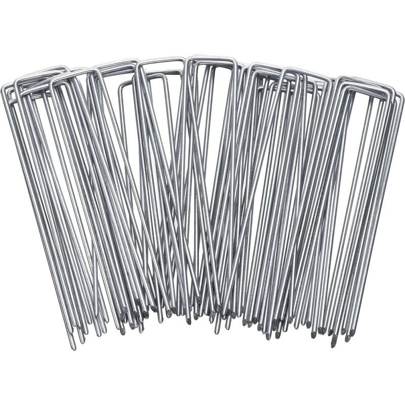 foto del prodotto chiodi a u zincati, antiruggine, per ancoraggio telo pacciamatura, prato sintetico, h 15 cm, 500 pz