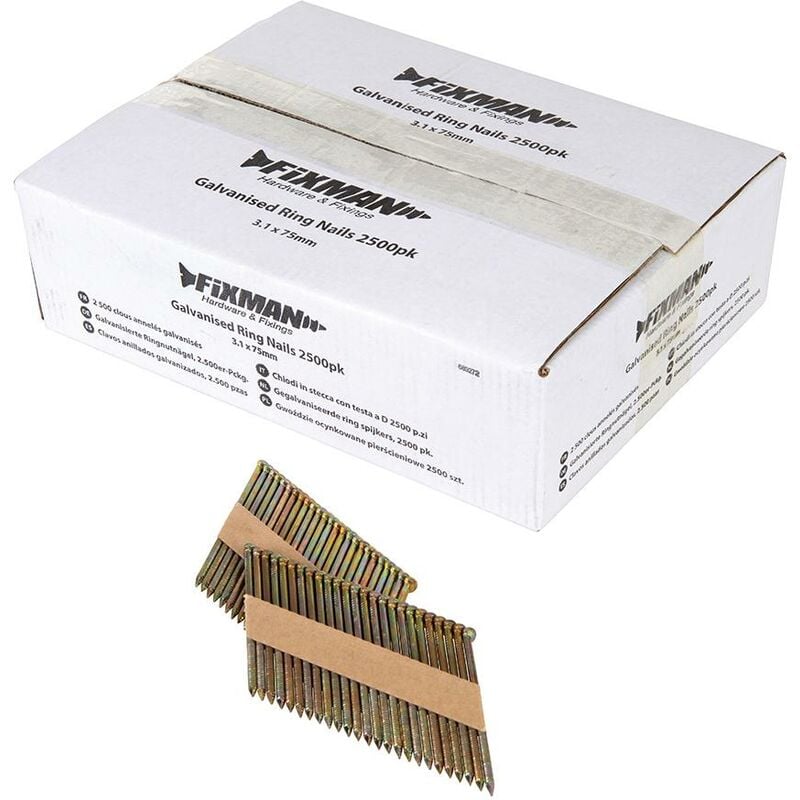 foto del prodotto chiodi in stecca con testa a d 2500 p.zi 3,1 x 75 mm