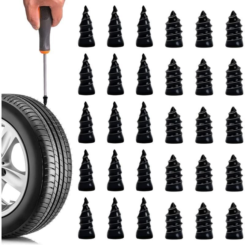 foto del prodotto chiodi per pneumatici auto, 30 pezzi, chiodi in gomma per riparazione pneumatici, chiodi in gomma per pneumatici a vuoto, strumento di riparazione