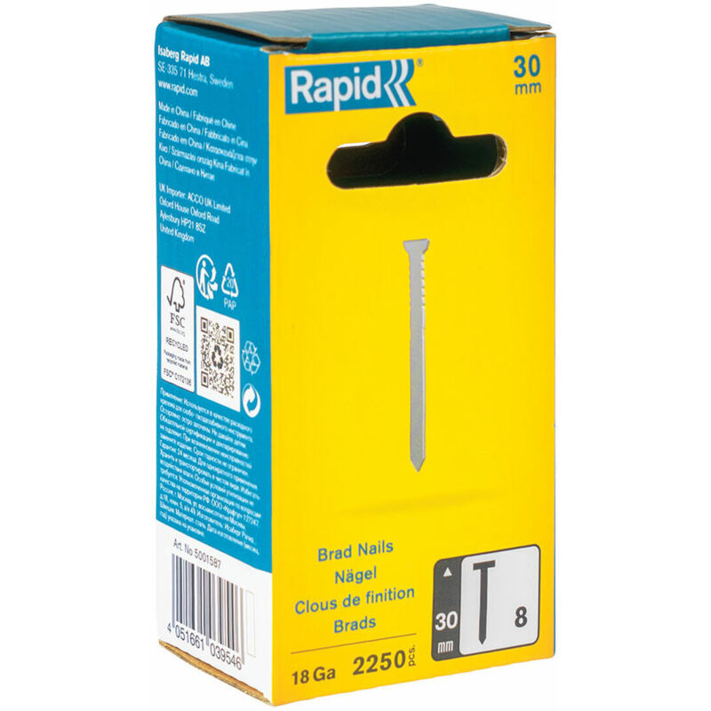 foto del prodotto chiodi rapid 18ga 30 mm zincato 2250 unit 