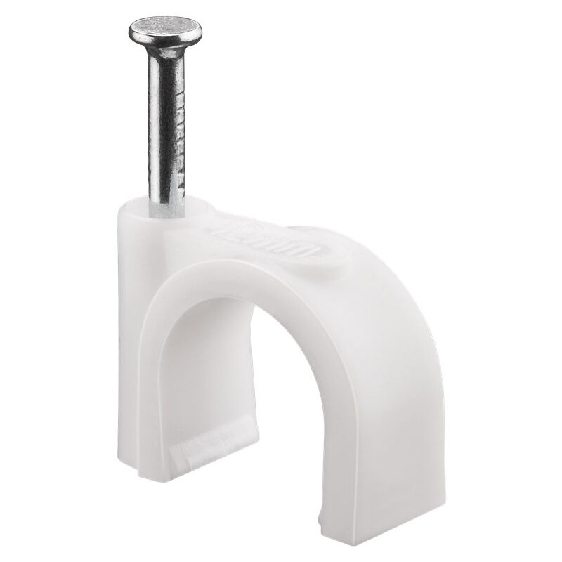 foto del prodotto chiodini fissacavo 12 mm, bianco, fissaggio per cavi con diametro fino a 12 mm. diametro 12 mm