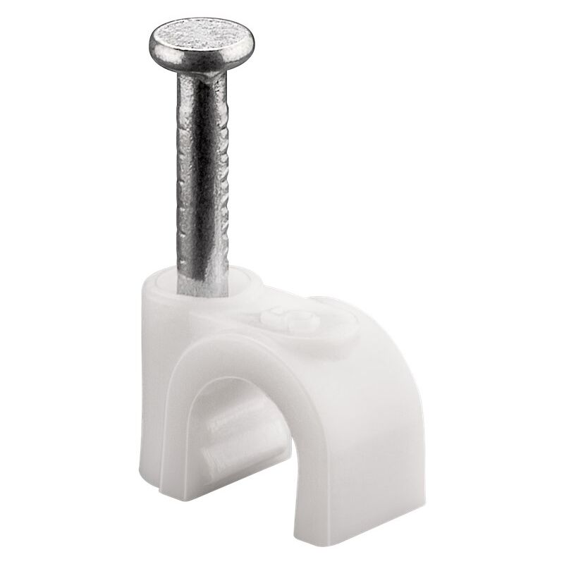 foto del prodotto chiodini fissacavo 5 mm, bianco, fissaggio per cavi con diametro fino a 5 mm. diametro 5 mm